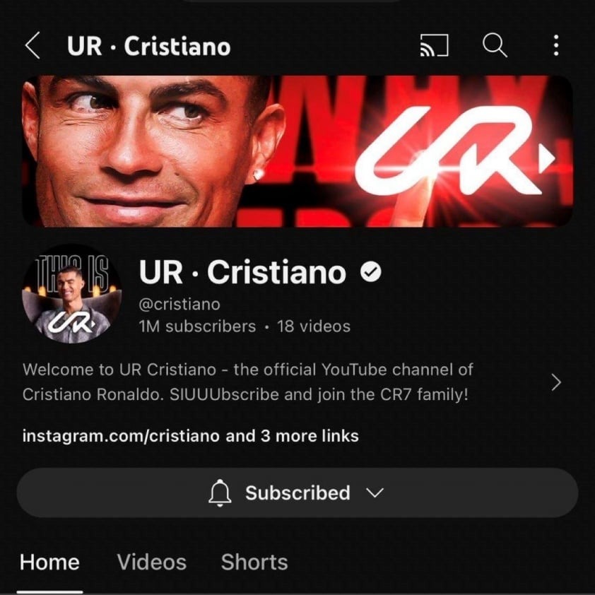 Ronaldo chính thức ra mắt kênh youtube