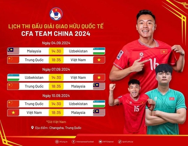 Lịch thi đấu giải giao hữu CFA Team China 2024 