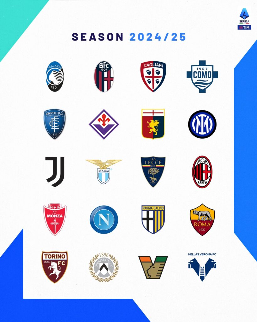 Danh sách 20 đội tham dự giải Serie A mùa 2024/25